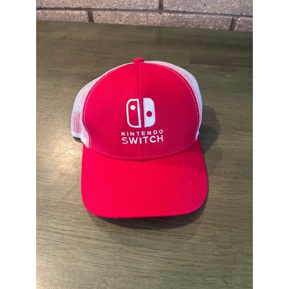 Nintendo Switch Red & White Mesh Trucker Hat Adjustable One Size Fits Most